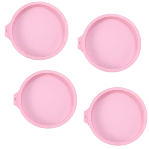 NCOALE 4 Stück Silikon Backform Rund, 6 Zoll Silikonform Rund Set Kleine Kuchenform Antihaft Schichtkuchen Backform Tortenboden für Schichtkuchen, Obstkuchen, Pizza, Pudding (15cm)