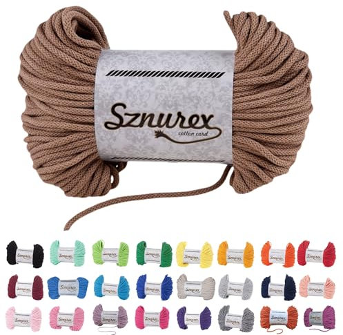 Makramee Garn 5mm x 100m Baumwollschnur Perfekt für DIY, Garn für Makramee-Schnur über 50 Farben Oeko-TEX Zertifiziert - Baumwollkordel (Whisky, 5mm/100 Meter)