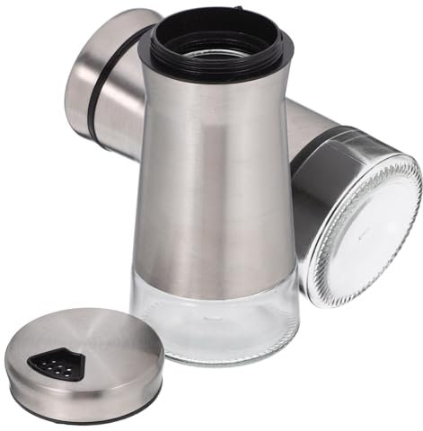 JECOMPRIS 2 Stück Salz und Pfefferstreuer aus Glas mit Edelstahl Tragbare Gewürzflasche für Küche und Outdoor Präzises Dosierloch Wiederbefüllbarer Gewürzspender