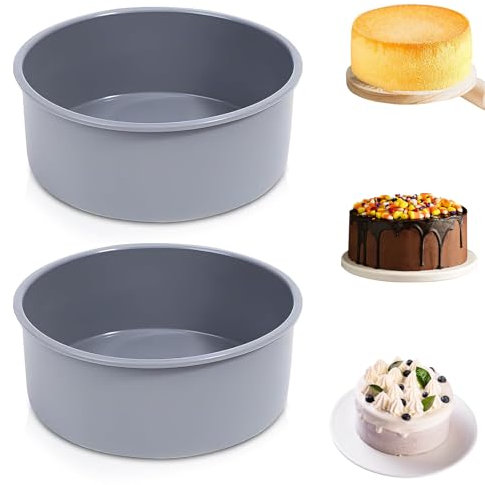 UOSIWYA 6 Inch Cake Tins for Baking, 2PCS Silicone Cake Moulds for Baking Round Cake Tin Non-Stick Baking Tins Silicone Baking Cake Pan Set for Layer Cake Cheesecake (Grey)