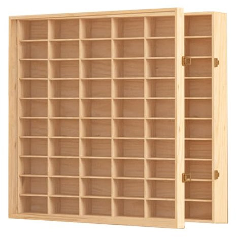 SnamicE 40/60/66/77 Weltraum-Spielzeugauto-Vitrinen, Holzvitrine mit Acryltür, Modellfiguren, Puppen, Schnapsgläser, Sammlerstücke, Organizer-Regal, Zuhause, Holzf,Wood Color-58.5x8x56.5CM