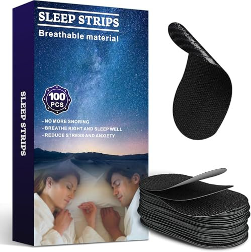 Mouth Tape for Sleeping (100 Pieces), Anti Snoring Strips to Stop Snoring, Nighttime Breathing Aid for Better Sleep, Comfortable & Hypoallergenic mouth tape