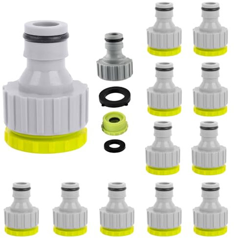 Wasserhahn Adapter, 6er Gartenschlauch Adapter Set, 1/2 Zoll 3/4 Zoll Schlauchanschluss, 2-in-1 Garten Schlauchadapter aus Kunststoff, für Wasserhahn Schlauch Anschluss (12er)