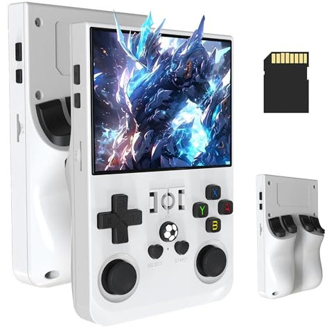 R36 MAX Consola de Juegos Retro portátil,64/128GB,18000/22000 Juegos,Mini emulador de Juegos portátil,Sistemas Linux de código Abierto,Pantalla Grande de 4.0 Pulgadas (64g,Blanco)