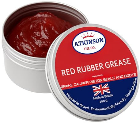 Atkinson Oil Co. Red Rubber Grease – 100g Brake & Hydraulic Seal Grease | Vegetable-Based, Rubber-Safe, Non-Mineral Formula | Ideal for Classic Cars, Calipers & O-Rings Made in UK