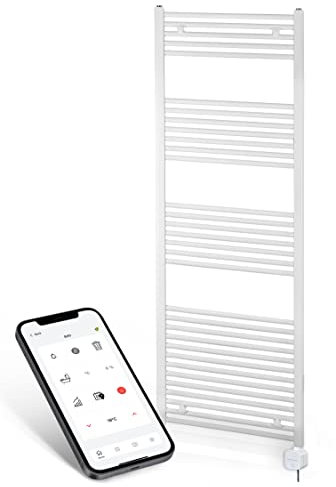 anapont Elektrischer Badheizkörper Handtuchheizkörper – Timer - Handtuchradiator, IPx5, komplett montiert – Atmosphäre & Komfort im Bad (mit Zeitschaltuhr, 1475x500)