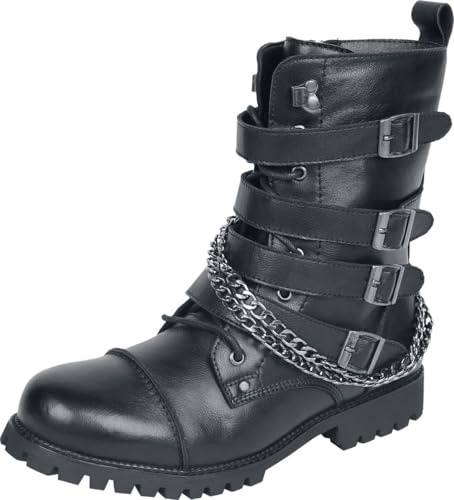 Gothicana by EMP Herren Schwarze Boots mit Schnürung und optischer Kette