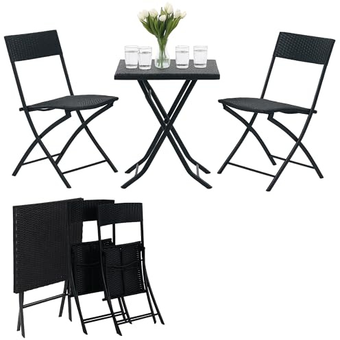 EXTRALINK Balkonmöbel Set – Garten Möbel mit 2 Faltbare Stühle und Klapptisch, Wetterfest und Robust, leicht zu montieren, UV-Resistent, ideal für Balkon, Terrasse, Garten, Platzsparend