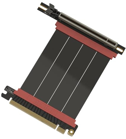 LINKUP - AVA5 Armour PCIE 5.0 Riser-Kabel | RTX5090 RX9070 GPU Bereit | x16 128GB/s Geschwindigkeit | PCIe 4.0 & WRX80/WRX90E Kompatibel | Rechter Winkel, Schwarz 10cm (Gesamtlänge 14cm)