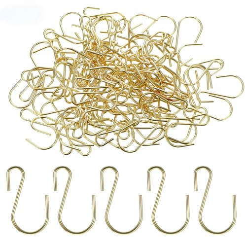 DOPENSPI 100 Pcs 1 Inch Mini S Hooks for Hanging, Metal S Shaped Hook Mini S Wire Hanger‌ Connectors Ornament Hooks for Hanging Jewelry Small Kitchenware Potted Plants(Gold)