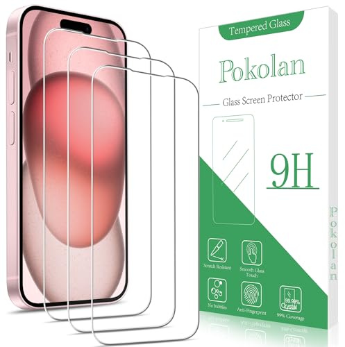 Pokolan 3 Pack Screen Protector For iPhone 15 Plus 6.7-Inch Tempered Glass | 9H Hardness, Case Friendly, Bubble Free, Easy to Install, Anti Scratch