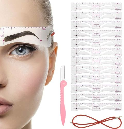 fKiZanthene Augenbrauen Schablonen Set Mit Zwoelf Formen Wiederverwendbare Schablone Fuer Augenbrauen Make Up Zuhause Im Bad Und Fuer Unterwegs