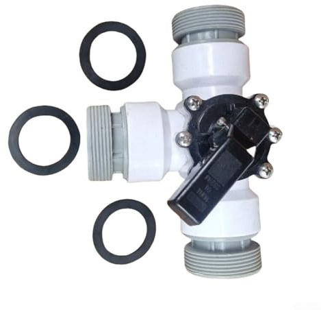 Vanne d'obturation 3 voies 3,8 cm pour piscine hors sol, valve de pompe de piscine en ABS avec sortie barbelée et ports filetés, compatible avec les systèmes de spa 4517