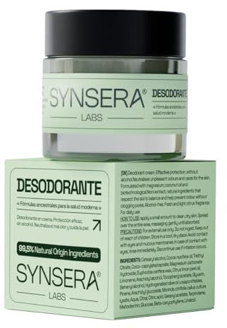 SYNSERA – Desodorante Natural Crema 99,97% Origen Natural – Sin Aluminio, parabenos, disruptores endocrinos – Con Deobiome Noni® – Respeta la Microbiota – Neutraliza Olor sin Bloquear – Piel Sensible