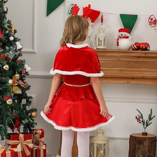 MaNMaNing - Disfraz de carnaval infantil, Navidad, capa de Papá Noel y vestido de árbol para fiesta de disfraces para niña, disfraz de niño