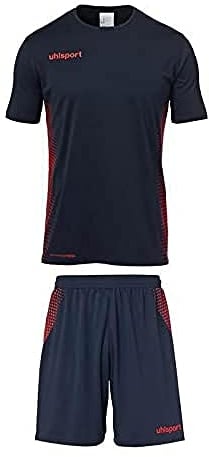 Uhlsport Kinder Score Trikot&Shorts Kit, Marine/Fluo rot, 140