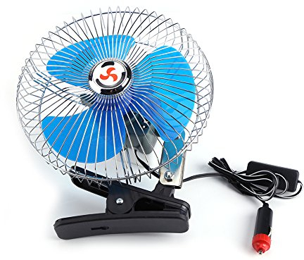 Zerodis Ventilador oscilante de enfriamiento de vehículo de automóvil con clip para automóvil de 12V 25W para tablero de instrumentos de camión de automóvil