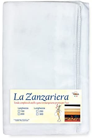 Tenda Rete ZANZARIERA Marquisette da Esterno PIOMBATA in 8 Misure Diverse Unito Bianco (cm. 150 x 250)