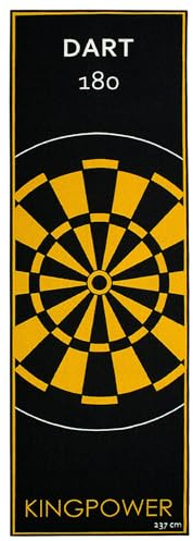 Kingpower Dartteppich mit Abwurflinie, Dart Zubehör mit Motiv, Dartmatte mit Oche, pflegeleichter Teppich rutschfest, Auswahl:Design 6-237 x 80 cm