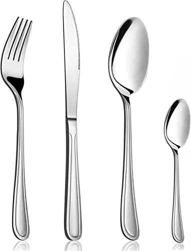HaWare 32 Piece Cutlery Set, Classic Stainless Steel Flatware Silverware with Knife Spoon Fork, Service for 8, Mirror Polish & Dishwasher Safe (Classic Design)