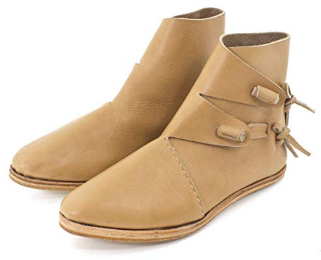 Vehi Mercatus Wikinger-Schuhe oder Mittelalter-Schuhe doppelt besohlt Naturbraun