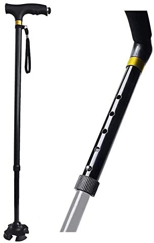 Hogar y Mas Bastón Extensible de Aluminio Rígido y Firme, Seguridad Garantizada. Luz LED Tobillo Biónico Antideslizante 75/100 cm