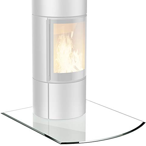 BIJON Glasplatte Segmentbogen für Kaminofen mit Dichtlippe, Glasbodenplatte - Funkenschutzplatte Glas mit Facettenschliff, Kamin Hitzeschutz, ESG Sicherheitsglas 120 x 100 cm x 8mm