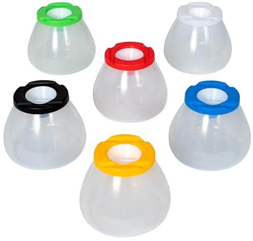 READY 2 LEARN No Spill No Tip Paint Pots | Set of 6 | Spill-Proof and Tip-Proof Containers for Kids | Clear, Cone-Shaped Pots, Coloured Lids and Paint Brush Rests