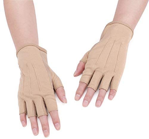 JIAHG Sommer Halbfinger Handschuhe Baumwolle Fahrradhandschuhe Kurz Spitzenhandschuhe Sporthandschuhe Anti-Rutsch, Anti-UV Schutz, Dünn Sonnenschutz Fäustlinge Gloves für Fahren Golf Radfahren