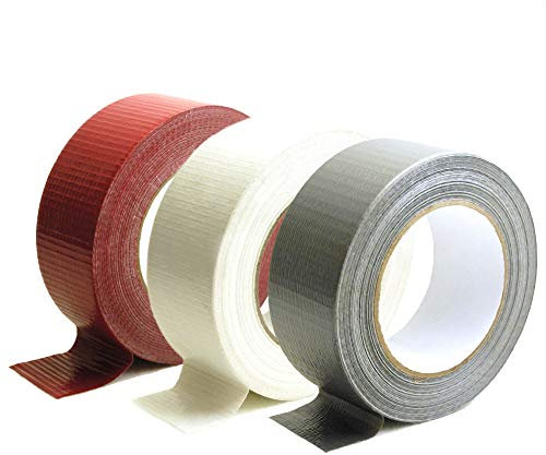 verpacking Gewebeband Panzertape 48,5mm x 50m (3 Rollen, Rot, Silber & Wei?) Klebeband Gewebeklebeband Innen und Au? en hohe Klebekraft