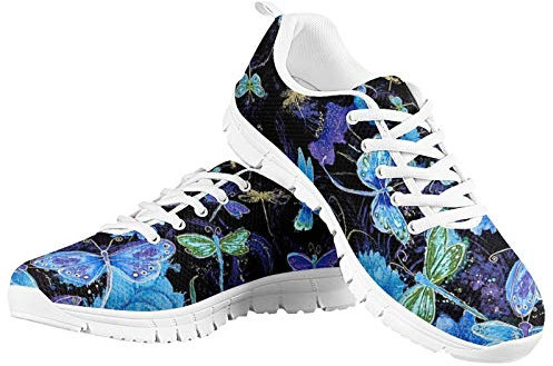 SEANATIVE Atmungsaktive Mesh Damen Laufschuhe Draft Sneaker Casual Mädchen Jogging Sport Schuhe, - Aquarell Libelle - Größe: 43.5 EU