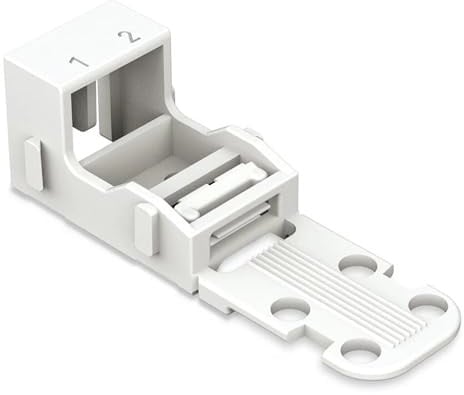 WAGO Befestigungsadapter 221-502 | für 2 Leiter-Klemmen, 4 mm², 10 Stück, Schraubbefestigung für Verbindungsklemmen, geeignet für stehende und liegende Montierung, weiß