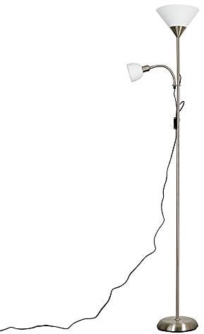 MiniSun | Modern Brushed Chrome 2 Way Mother/Father and Child Floor Lamp | Floor Lamps & Torchieres, Home Décor & Improvement Essential | Includes LED Bulbs