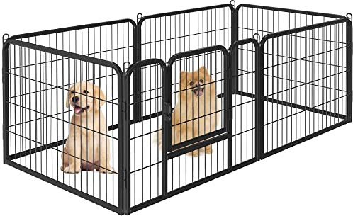 Yaheetech Dog Playpen, 6 Panel Puppy Play Pen Heavy Duty Pet Exercise Fence for Garden/Yard 60cm Height