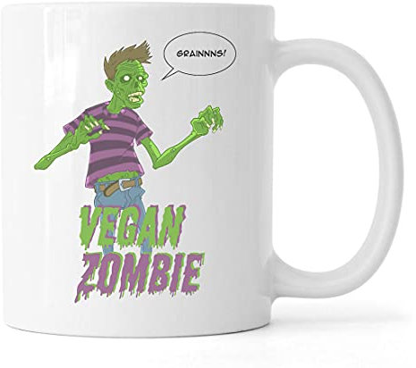 Vegan Zombie Wants Grains Grainnns Taza de café de té de cerámica Blanco