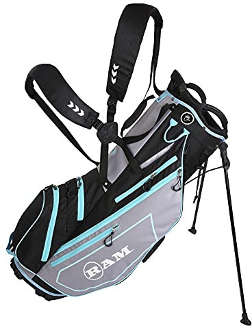 Ram Golf Ladies FX Lightweight Golf Stand Carry Bag, Grey/Black/Sky Blue