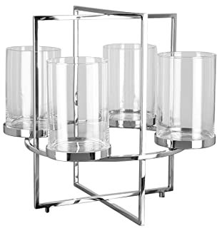 Fink EZ-Norman, Leuchter, 4-flammig, Kranz, Edelstahl, vernickelt, glatt, silberfarben, L. 46 cm, B. 46 cm, H. 43 cm, D. 46 cm