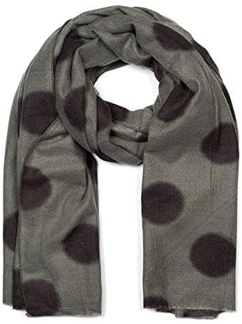 styleBREAKER Damen XL Web-Schal mit Punkte Muster und kurzen Fransen, gepunktet, warm Winter weich, Stola 01017144, Farbe:Oliv