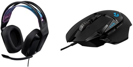 Logitech G335 Auriculares con Cable para Gaming, Micrófono Volteable, Jack de 3.5mm & 502 Hero Ratón Gaming con Cable Alto Rendimiento, Captor Hero 25K, 25,600 dpi, RGB