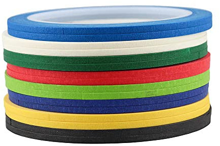 Papier-Abdeckband zum Malen & Zeichnen & DIY Nagelkunst & Musterherstellung Drapierband 0,3 cm x 16 Rollen