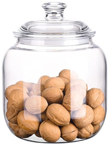 YUEJUM Recipiente hermético de almacenamiento de alimentos irrompible y apto para lavavajillas, 128 onzas, tarros de boticario de plástico de alta calidad inastillables de 1 galón, contenedor para