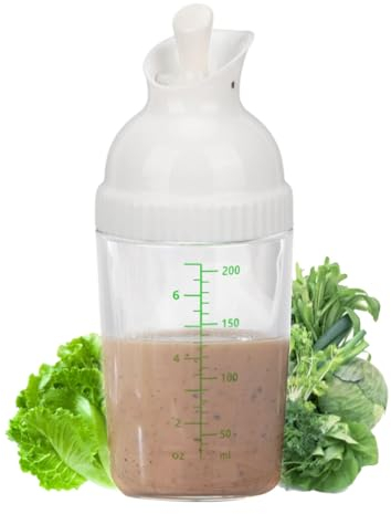 200 Ml Salatdressing Mixer, Sturzfest, Auslaufsicher, Luftdicht, Wasserdicht, mit Einer Hand Ein und Ausschaltbar, 200 Ml Geeignet für Sojasauce, Essig, Öl Usw(Weiß)
