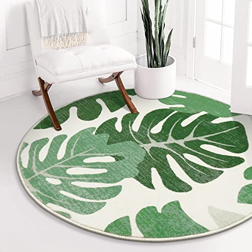 HAOCOO Grüner runder Teppich, 91 cm, weich, rutschfest, niedriger Flor, runder Teppich, waschbar, Fußmatten oder Waschbecken, Wohnzimmer, Schlafzimmer, Kinderzimmer, Weihnachtsdekoration