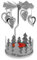 Teelichthalter rotierend Teelicht-Karussell Weihnachten Kerzenhalter aus Metall, rotierender Teelichtleuchter Mini-Pyramide 13.5cm (Silber - Tannenkranz & Herz)