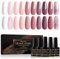 Shining She 10 Farben UV Nagellack Rosa,Glitzer Pink Nude Weiss Rotbraun Gel Nail Polish Soak-Off UV Gel Nagellack für Anfänger DIY Salon Nail,Nagelkunst Set für Frauen 8ML