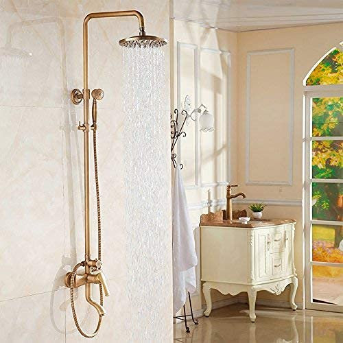 Basin Faucets European Antique Shower Faucet Copper Mixing Water Valve Retro Shower/Jade Shower Set Cold Taps Mixer Sink Brass Basin Mixer Taps Non-Concussive Bathroom Mixer Taps