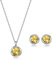 immobird Schmuck Set Damen Natürliche Citrin November Geburtssteine Silber 925 Kette Und Ohrringe Set Runde Rose Design Weihnachten Geschenke Für Frauen Mama