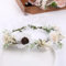 Blumenkranz Haare Haarkranz Blumen Haarreif, Blumenmädchen Stirnbänder Kopfschmuck Floral Girlande Blumenstirnband Verstellbarer Gürtel für Hochzeit Zeremonie Party Festival,Weiß D