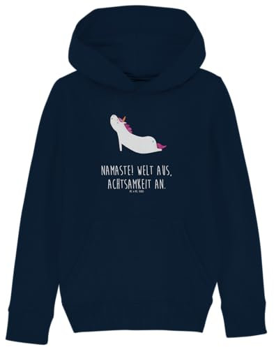 Mr. & Mrs. Panda 7-8 Jahre (122/128) Organic Kinder Hoodie Einhorn Yoga - Geschenk, Entspannung, Mädchen Kleidung, Pegasus, Mädchen Kapuzenpullover,
