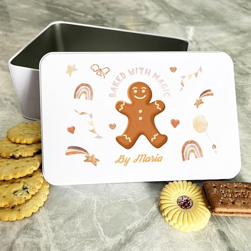 Personalised Baked With Magic Cute Gingerbread Cake Treat Sweets Biscuit Tin Personalised Gift | Custom Gift | Personalized Tin | Cake, Biscuit & Treat Tins | Gift For Her | Gift For Him